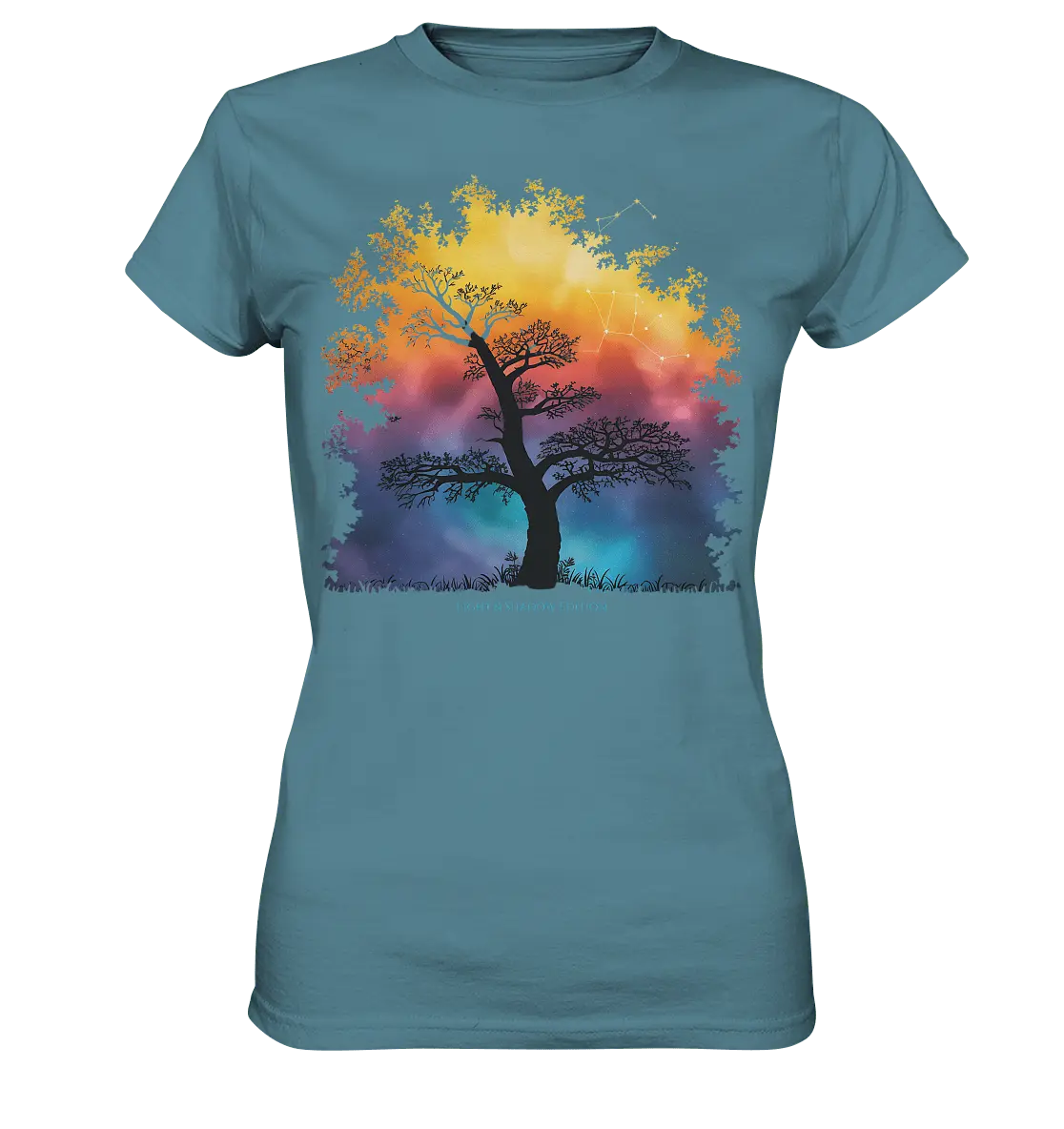 Licht & Schatten – Magische Baumlandschaft mit Sternbild - Ladies Premium Shirt - Bright Lights Arts