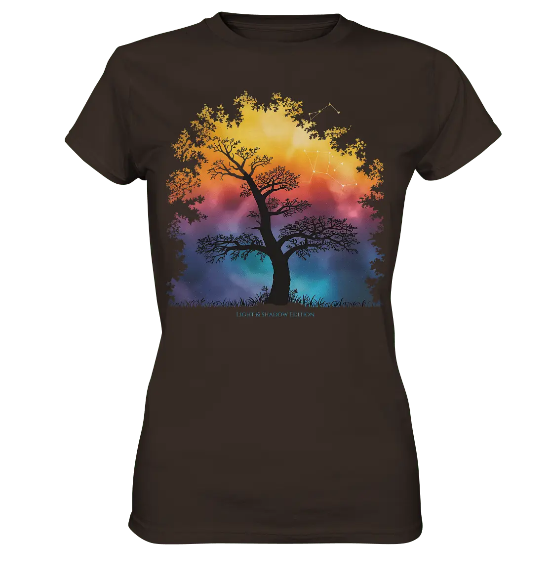 Licht & Schatten – Magische Baumlandschaft mit Sternbild - Ladies Premium Shirt - Bright Lights Arts