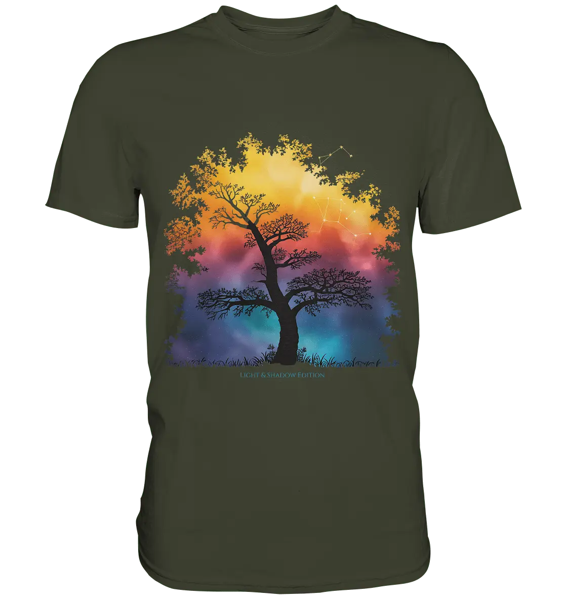 Licht & Schatten – Magische Baumlandschaft mit Sternbild - Premium Shirt - Bright Lights Arts