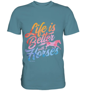 Life is Better with Horses - Pferde & Farben - Premium Shirt Bright Lights Arts