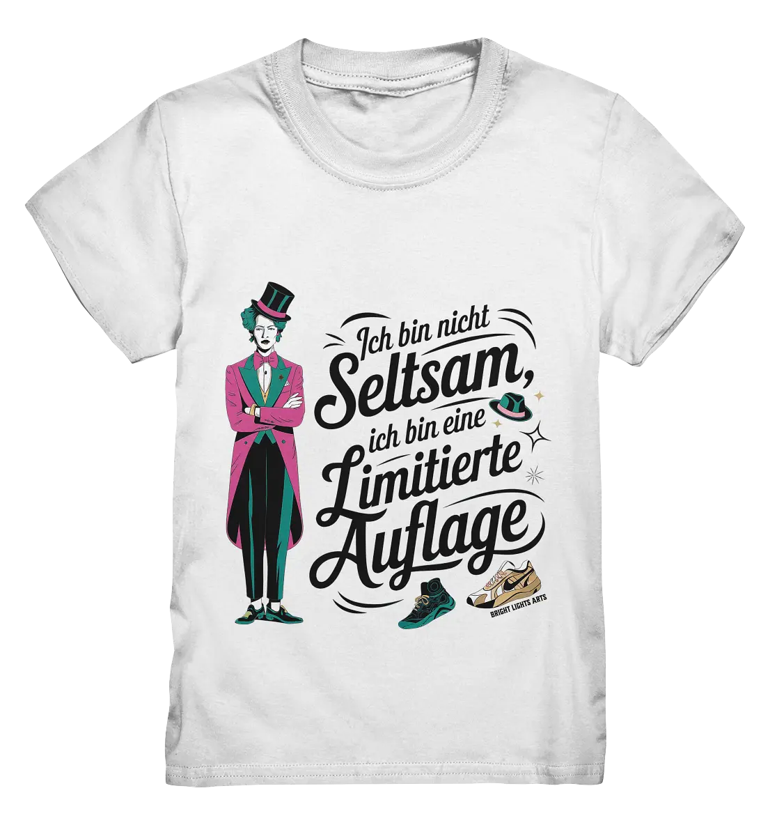 Limitierte Auflage – Pinker Smoking und Zylinder - Kids Premium Shirt Bright Lights Arts