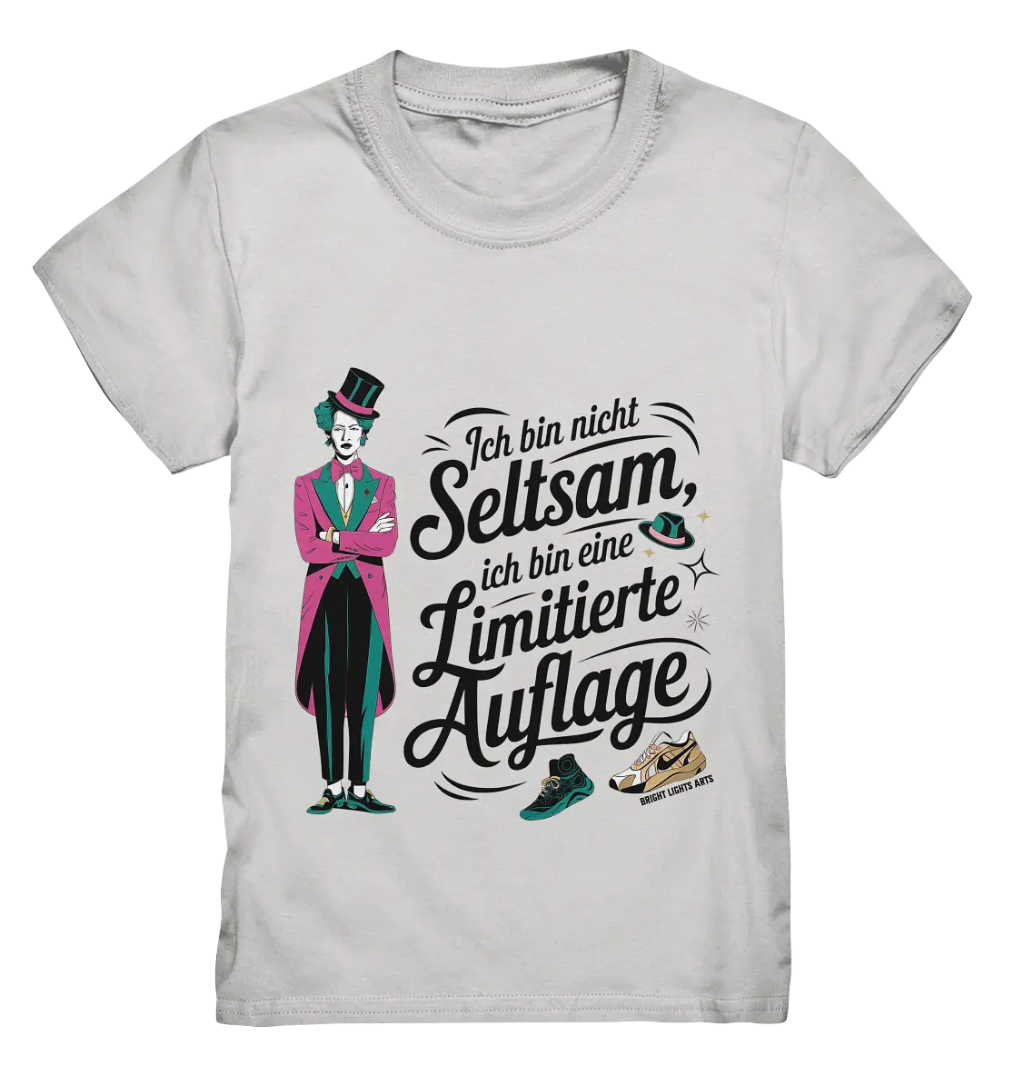 Limitierte Auflage – Pinker Smoking und Zylinder - Kids Premium Shirt Bright Lights Arts