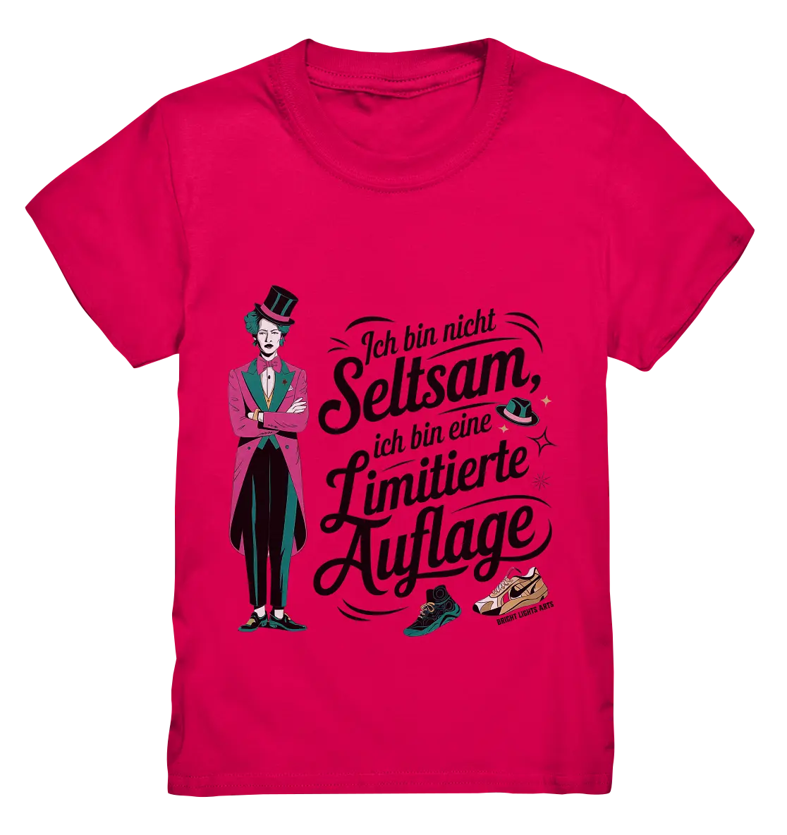 Limitierte Auflage – Pinker Smoking und Zylinder - Kids Premium Shirt Bright Lights Arts