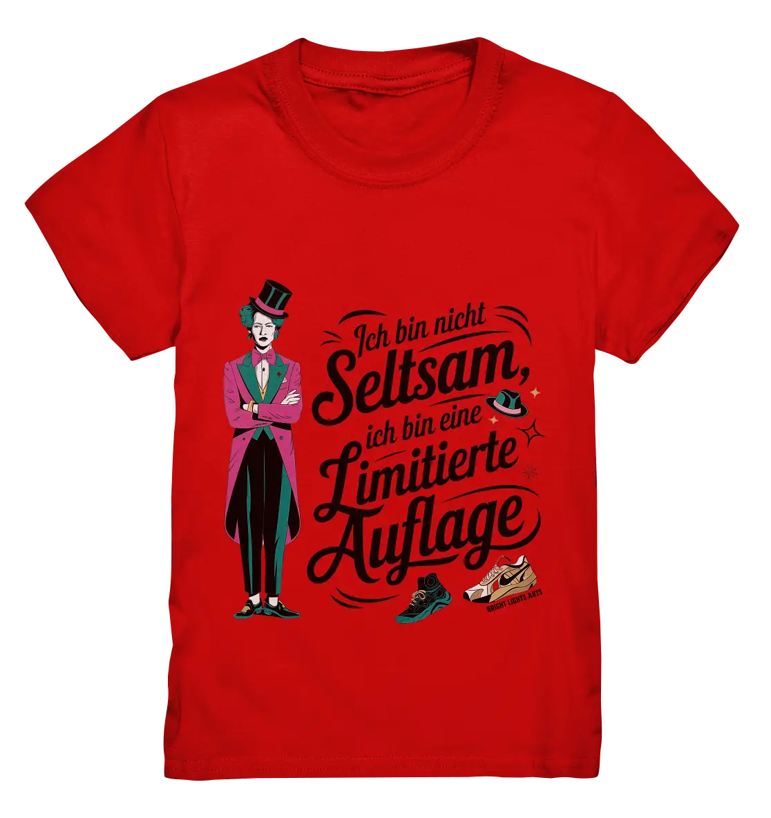 Limitierte Auflage – Pinker Smoking und Zylinder - Kids Premium Shirt Bright Lights Arts