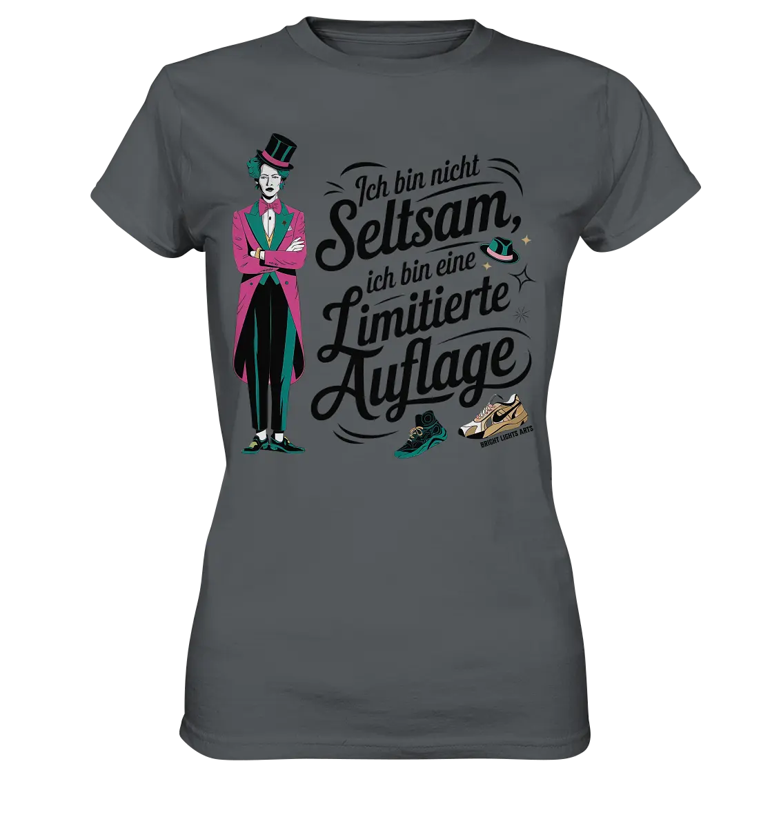 Limitierte Auflage – Pinker Smoking und Zylinder - Ladies Premium Shirt Bright Lights Arts