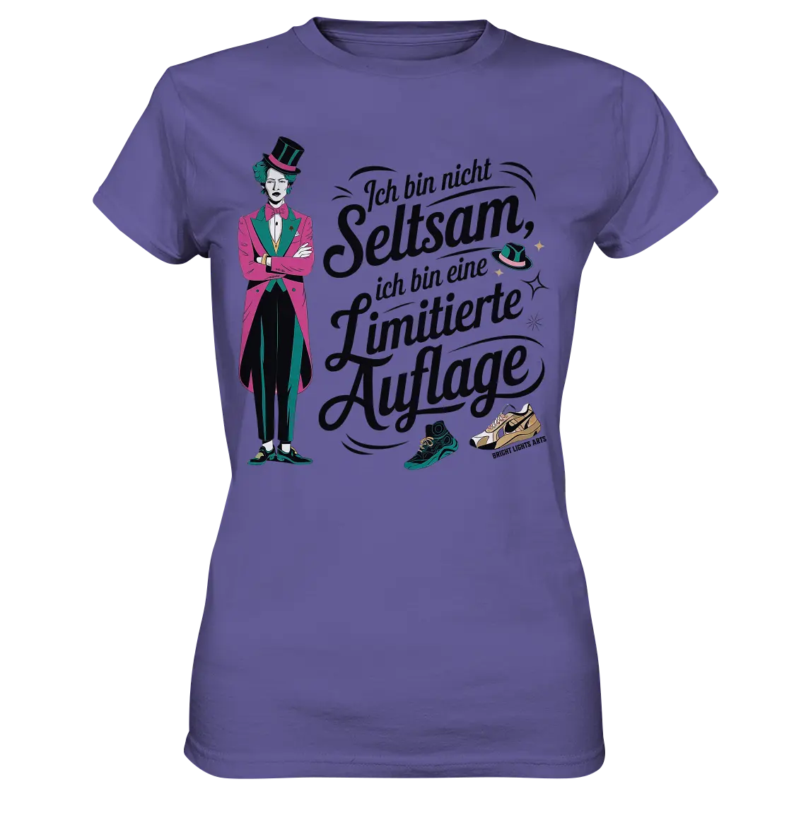 Limitierte Auflage – Pinker Smoking und Zylinder - Ladies Premium Shirt Bright Lights Arts