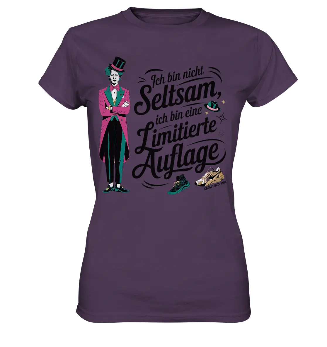 Limitierte Auflage – Pinker Smoking und Zylinder - Ladies Premium Shirt Bright Lights Arts