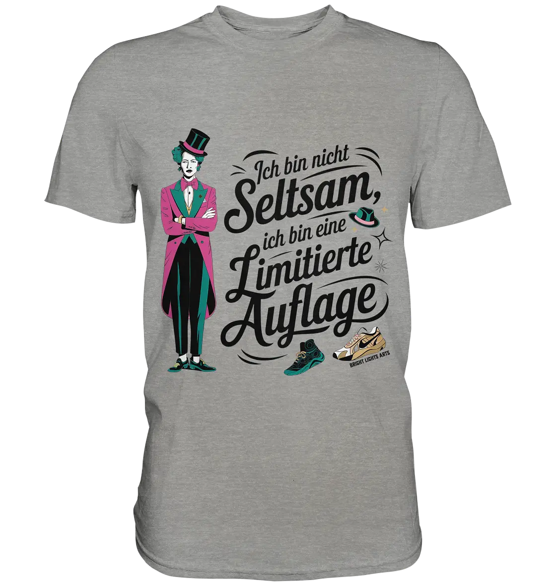 Limitierte Auflage – Pinker Smoking und Zylinder - Premium Shirt Bright Lights Arts