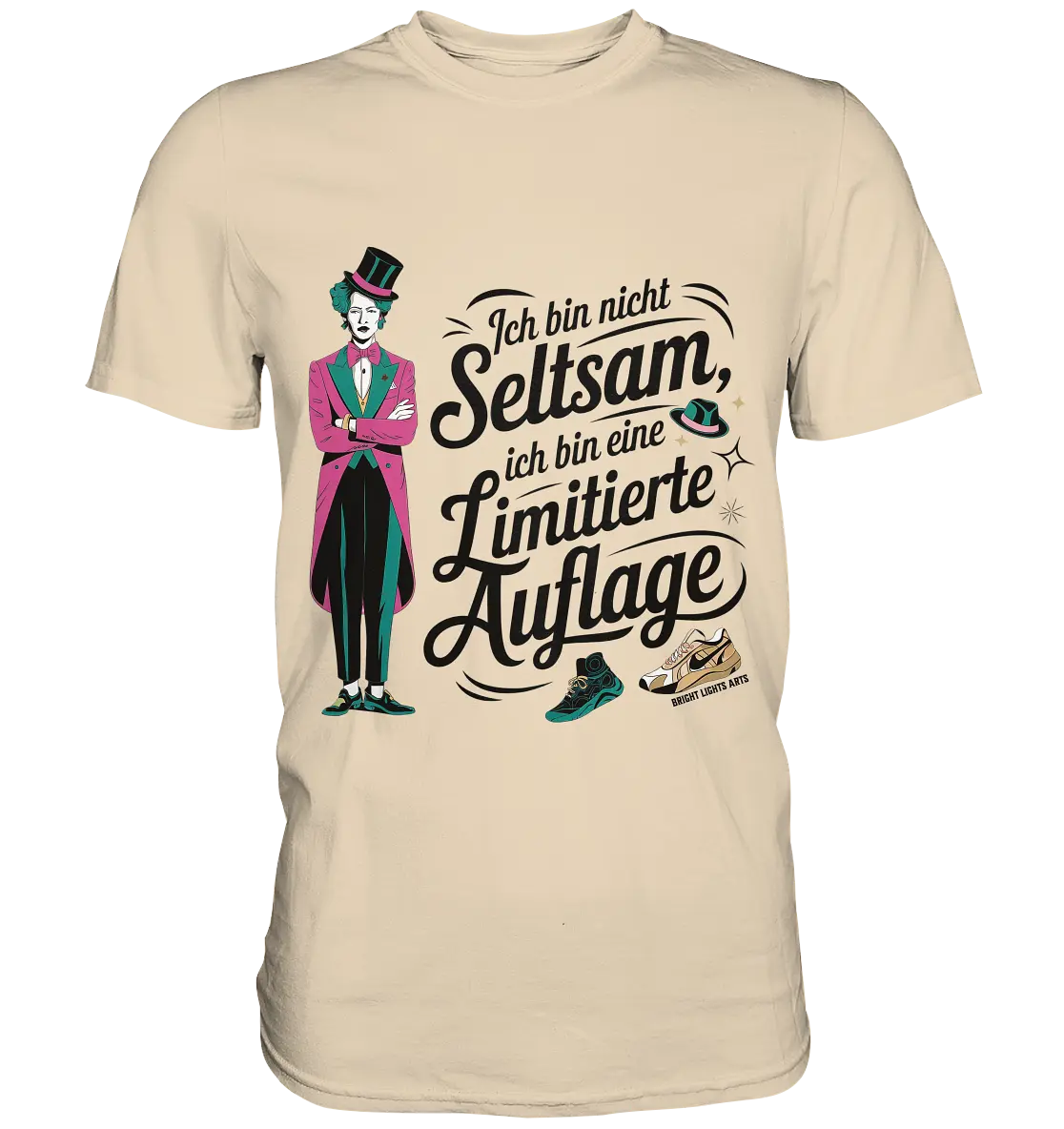 Limitierte Auflage – Pinker Smoking und Zylinder - Premium Shirt Bright Lights Arts