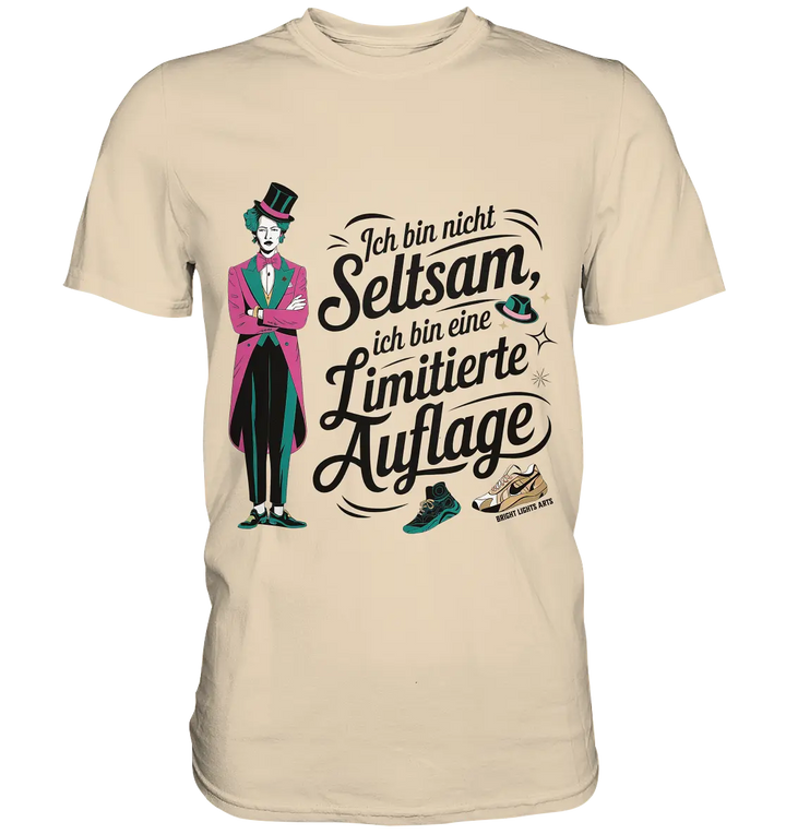 Limitierte Auflage – Pinker Smoking und Zylinder - Premium Shirt Bright Lights Arts