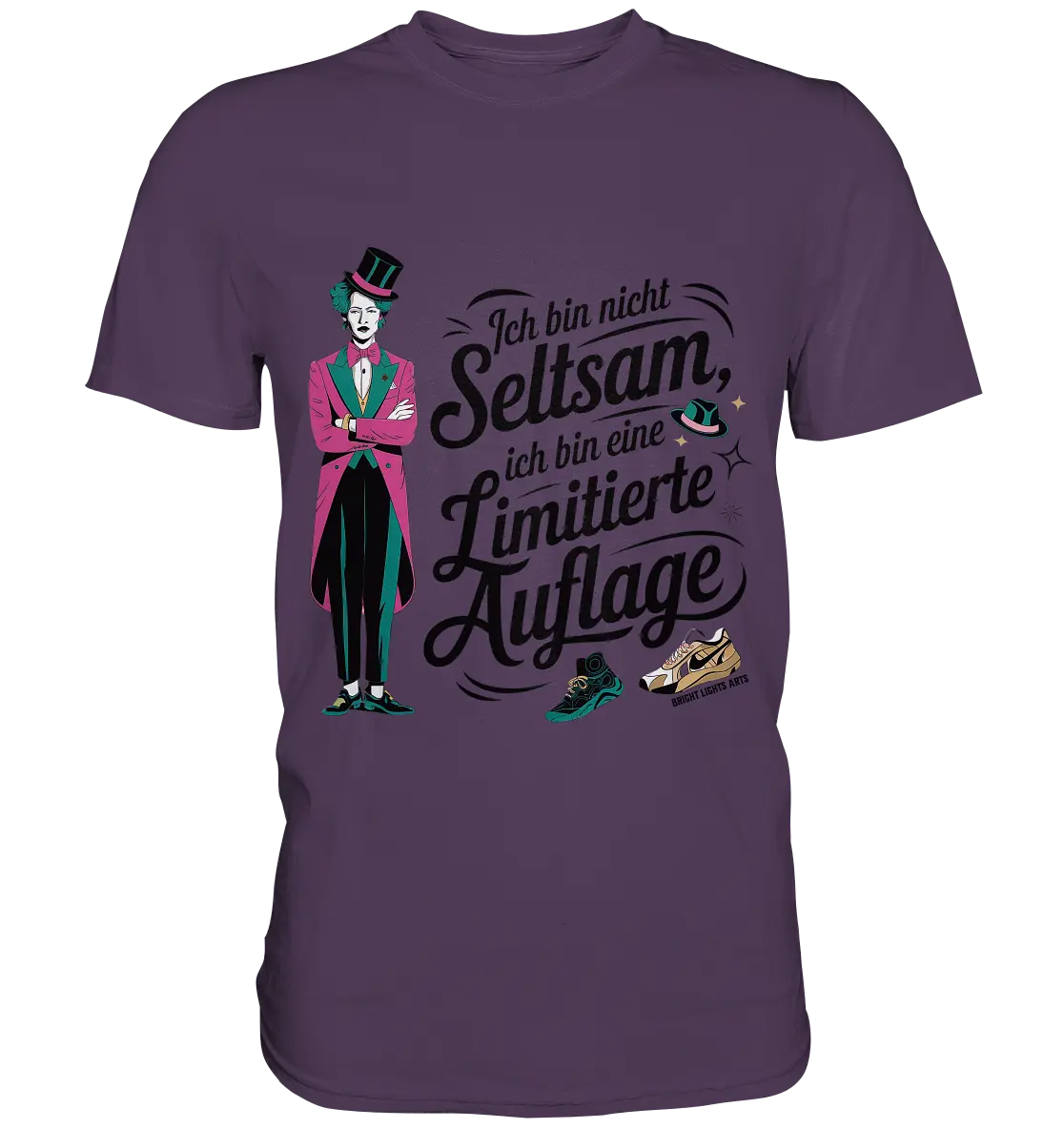 Limitierte Auflage – Pinker Smoking und Zylinder - Premium Shirt Bright Lights Arts