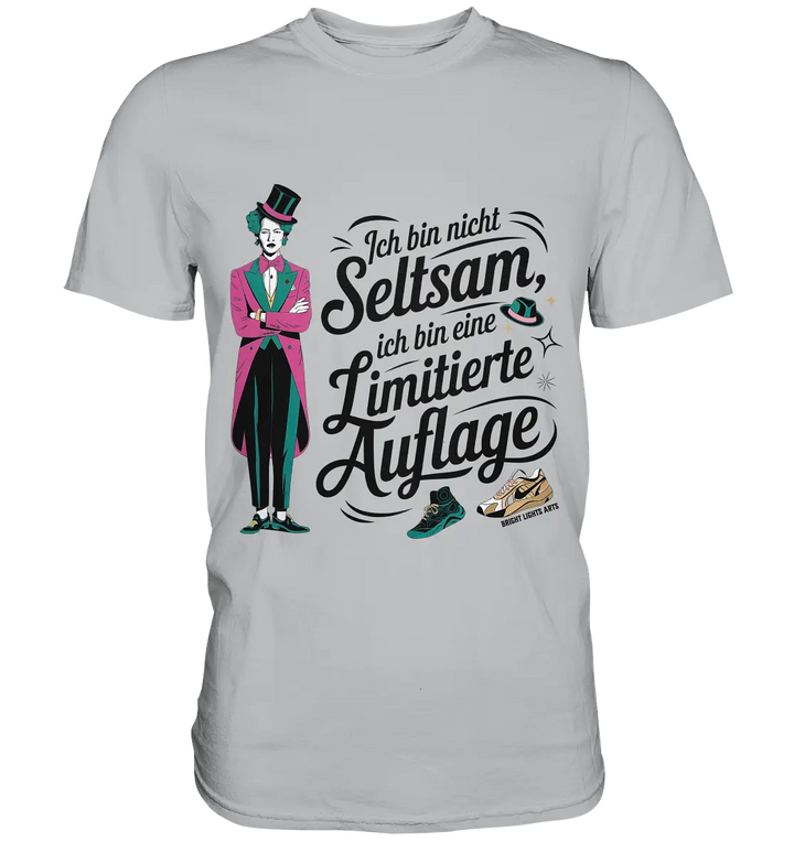 Limitierte Auflage – Pinker Smoking und Zylinder - Premium Shirt Bright Lights Arts