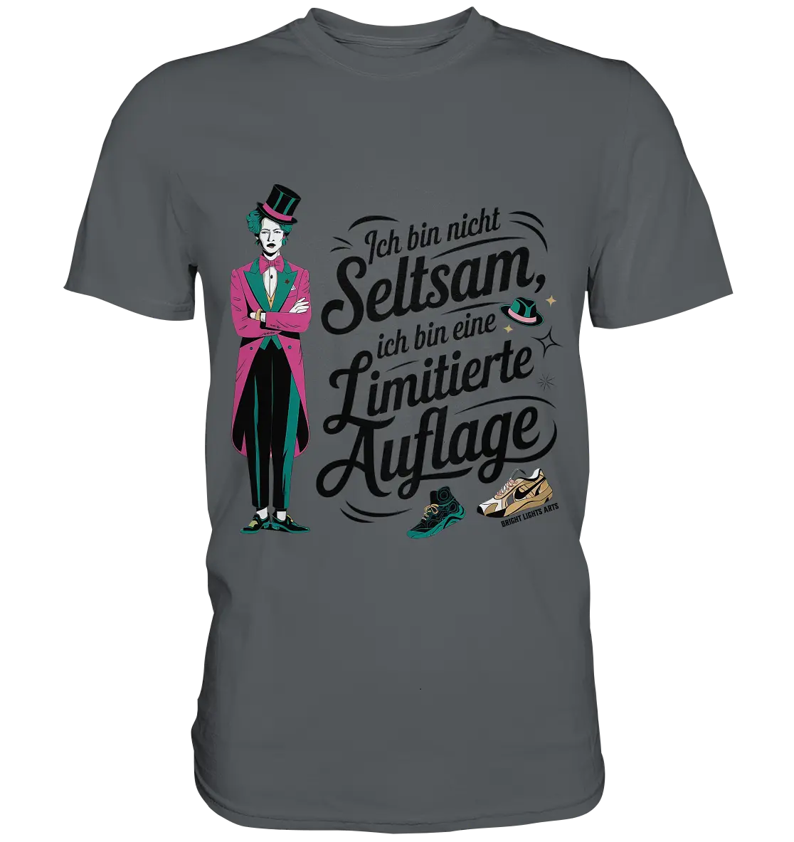 Limitierte Auflage – Pinker Smoking und Zylinder - Premium Shirt Bright Lights Arts