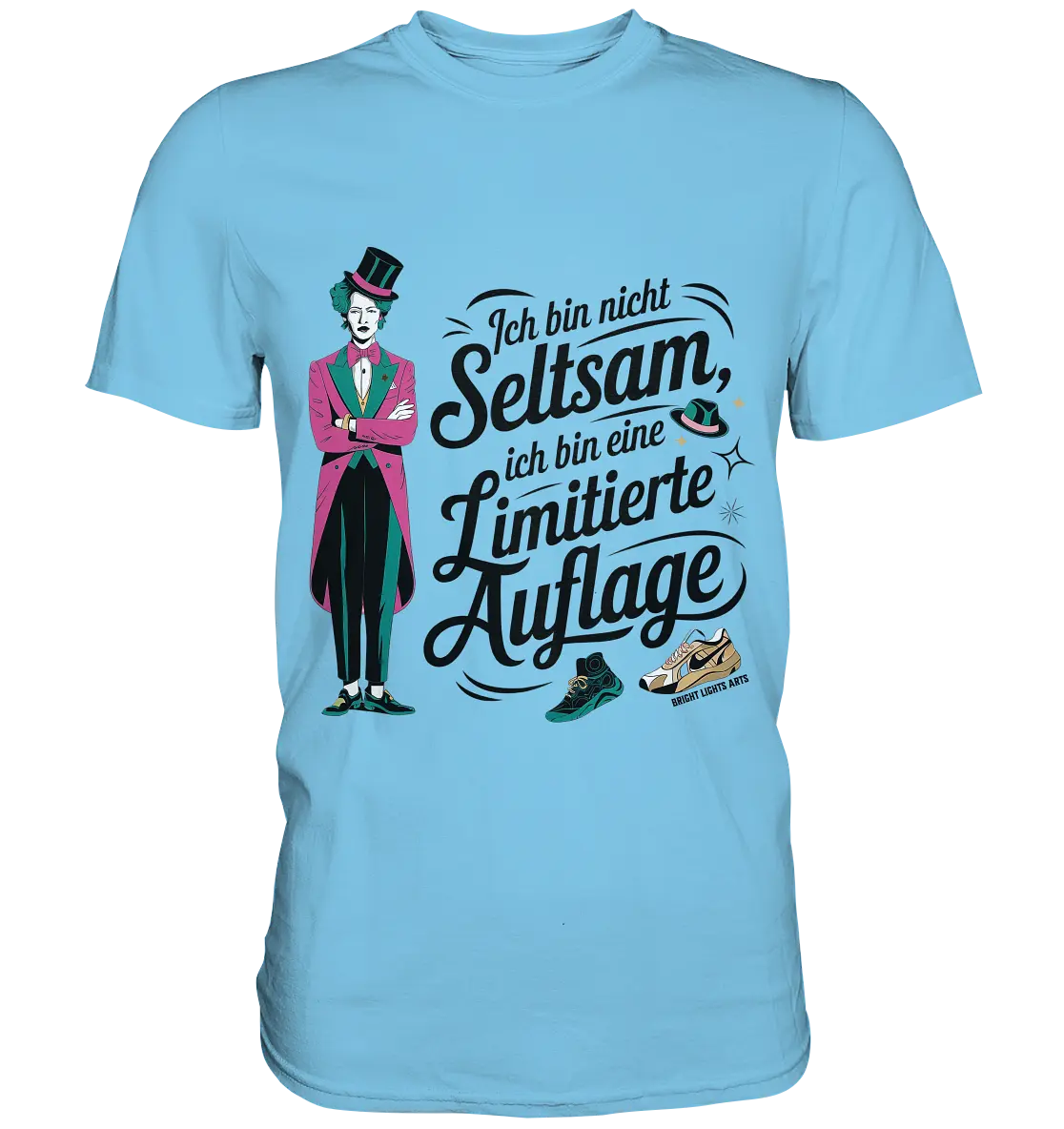 Limitierte Auflage – Pinker Smoking und Zylinder - Premium Shirt Bright Lights Arts