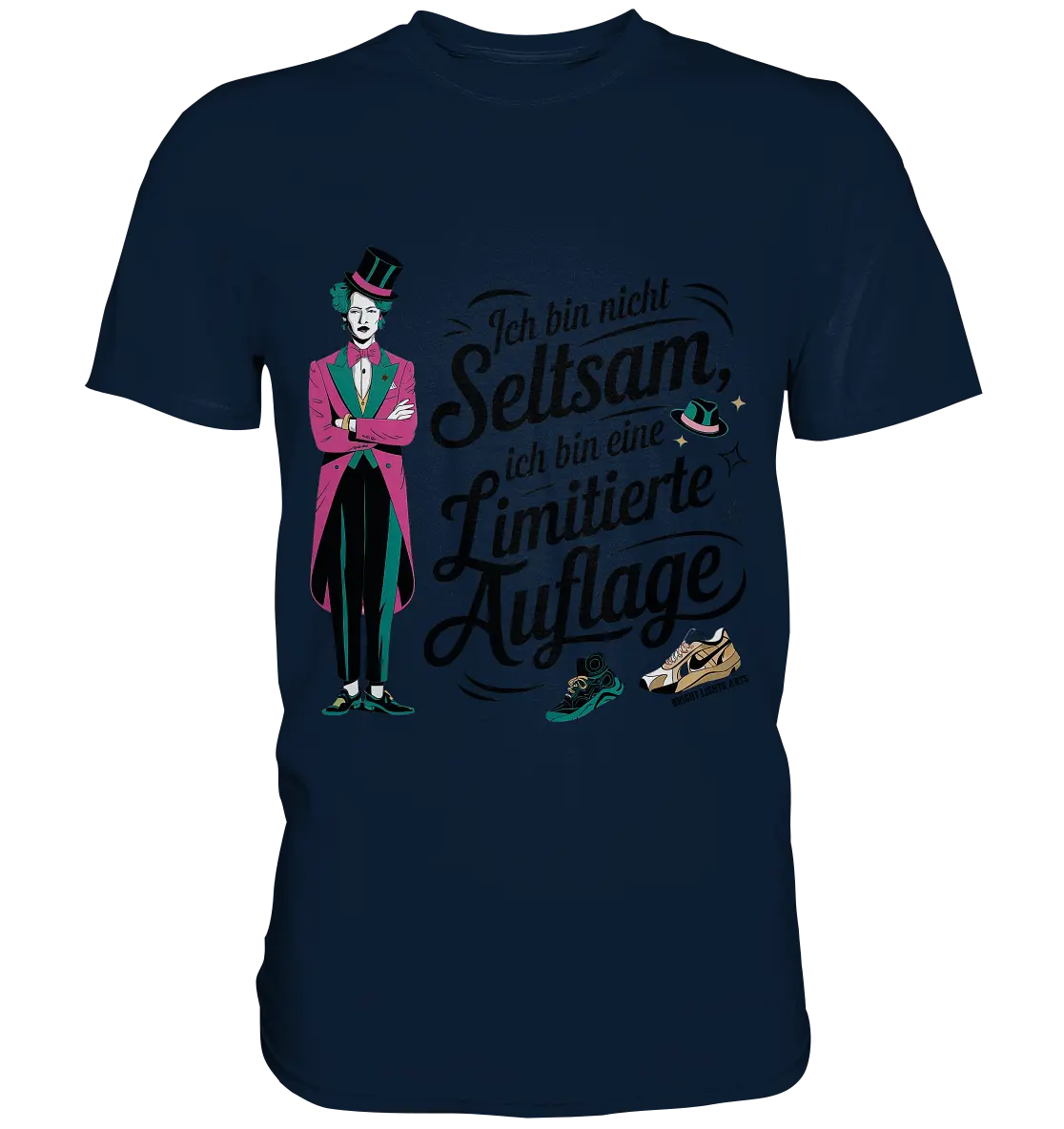 Limitierte Auflage – Pinker Smoking und Zylinder - Premium Shirt Bright Lights Arts