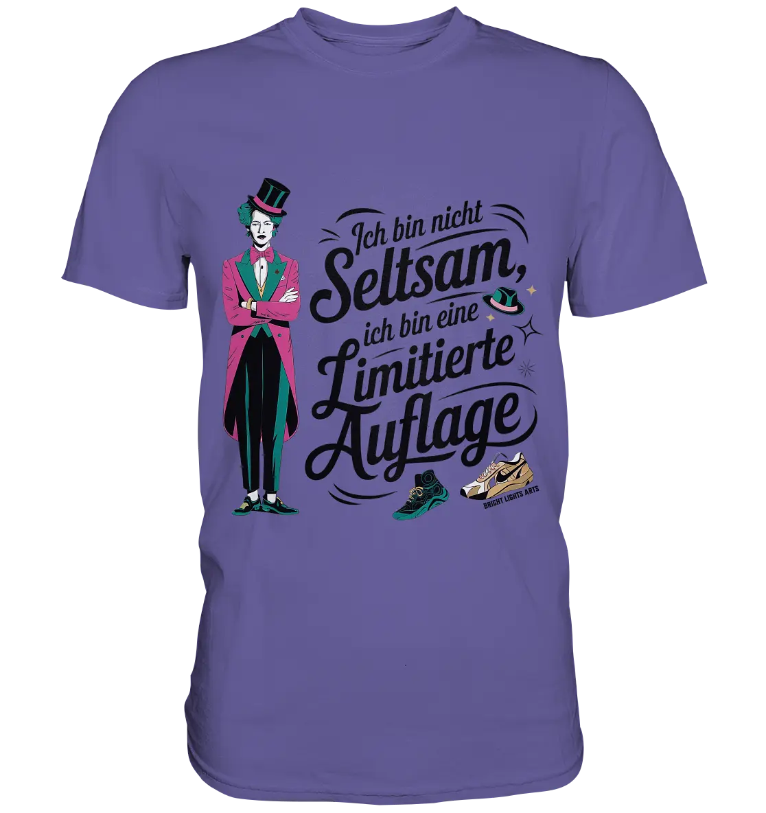 Limitierte Auflage – Pinker Smoking und Zylinder - Premium Shirt Bright Lights Arts