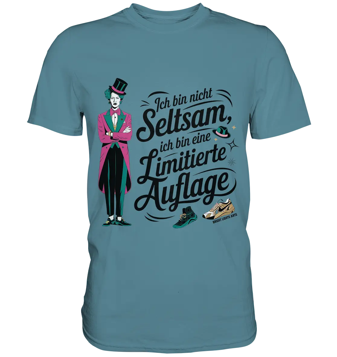 Limitierte Auflage – Pinker Smoking und Zylinder - Premium Shirt Bright Lights Arts