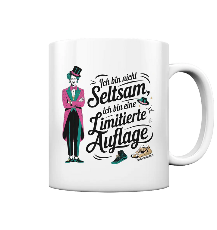 Limitierte Auflage – Pinker Smoking und Zylinder - Tasse glossy Bright Lights Arts