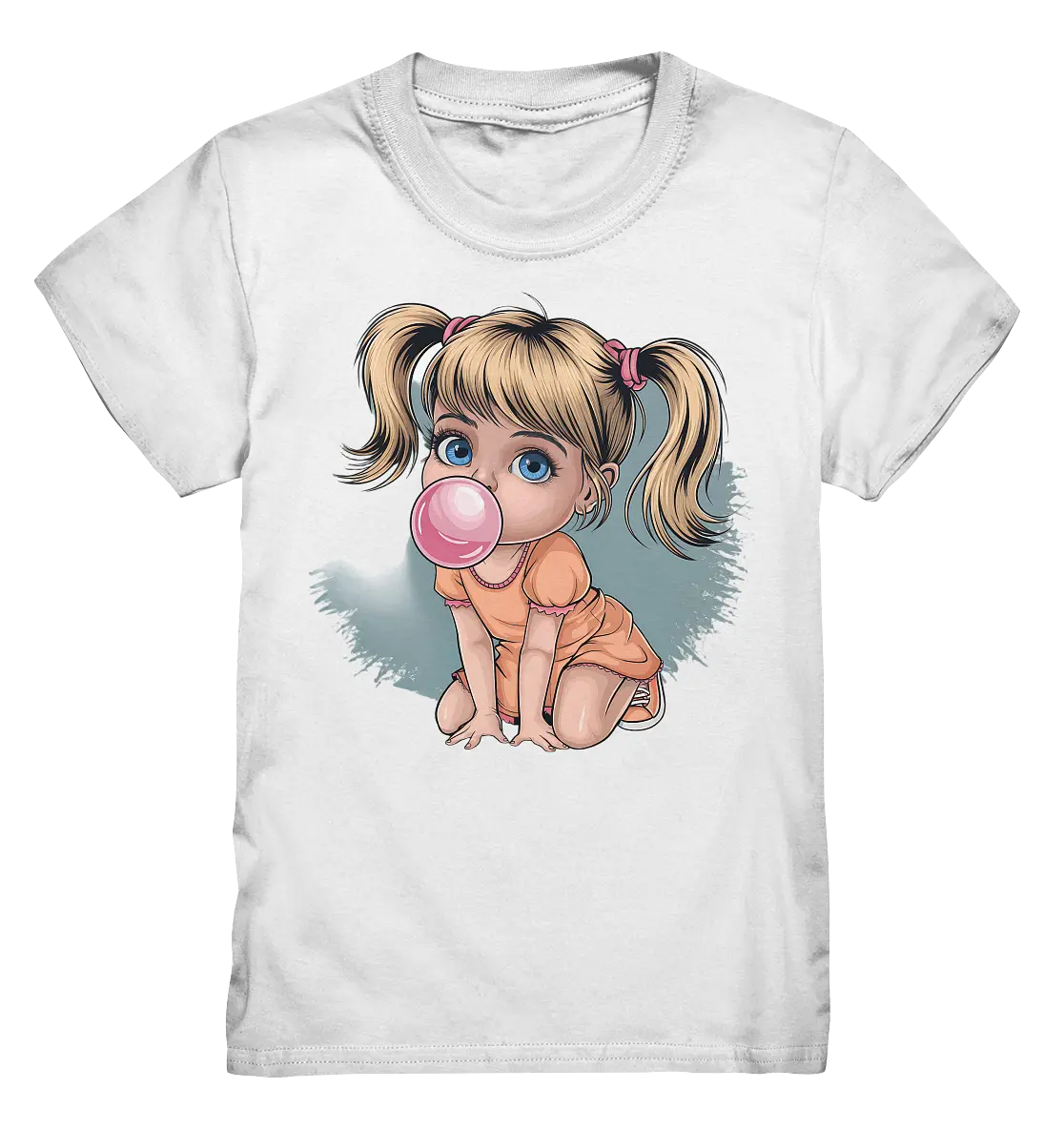 Mädchen mit großer Kaugummiblase - Kids Premium Shirt Bright Lights Arts