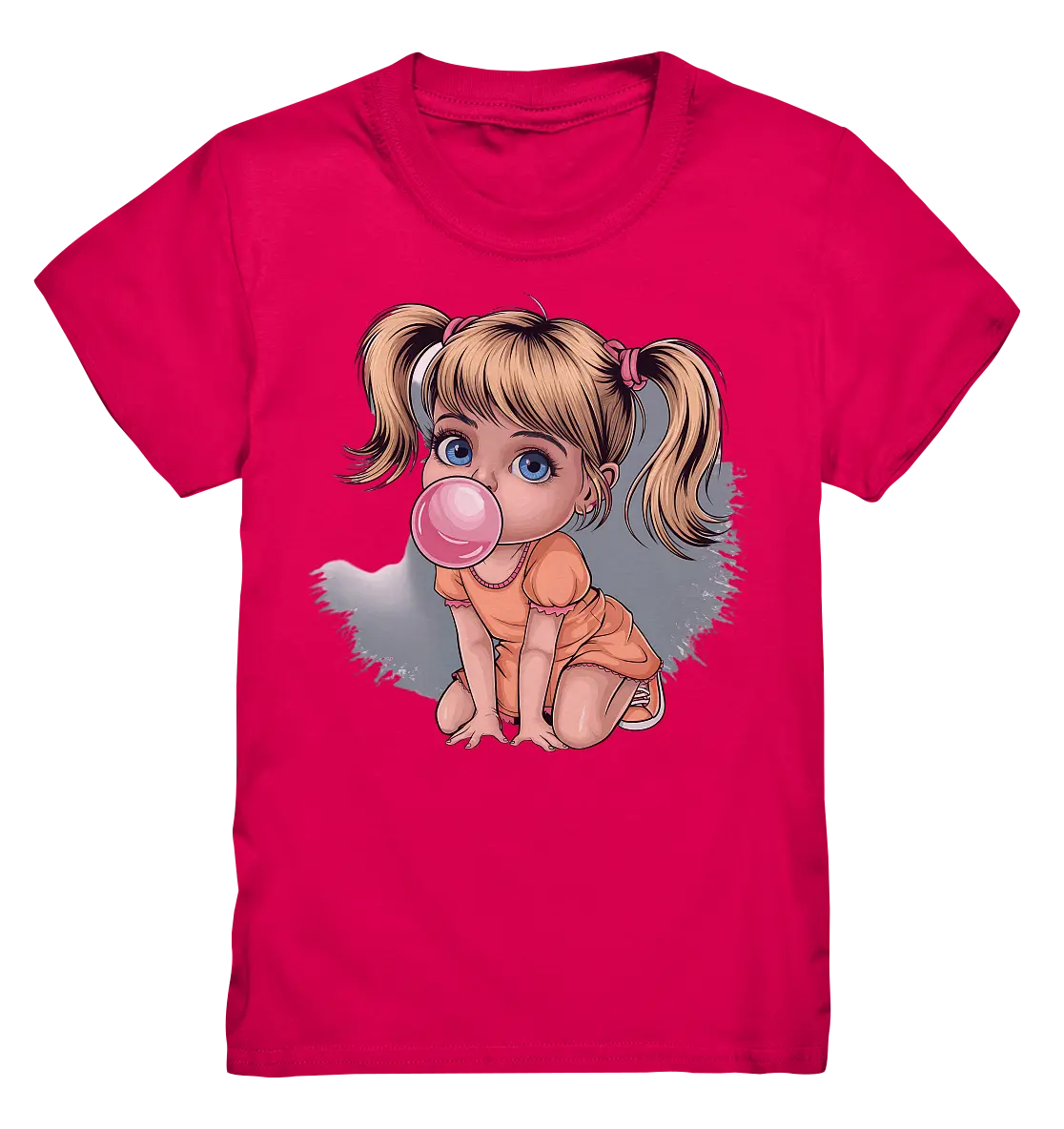 Mädchen mit großer Kaugummiblase - Kids Premium Shirt Bright Lights Arts