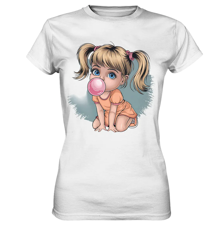 Mädchen mit großer Kaugummiblase - Ladies Premium Shirt Bright Lights Arts