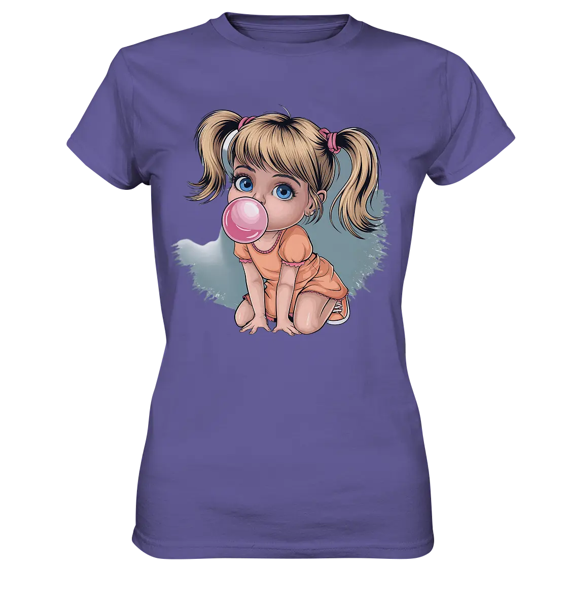 Mädchen mit großer Kaugummiblase - Ladies Premium Shirt Bright Lights Arts