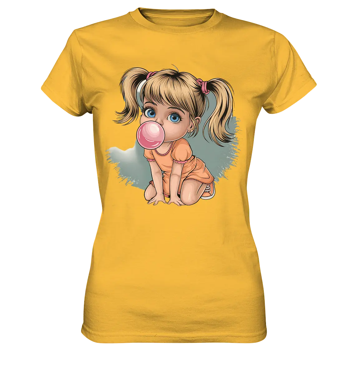 Mädchen mit großer Kaugummiblase - Ladies Premium Shirt Bright Lights Arts