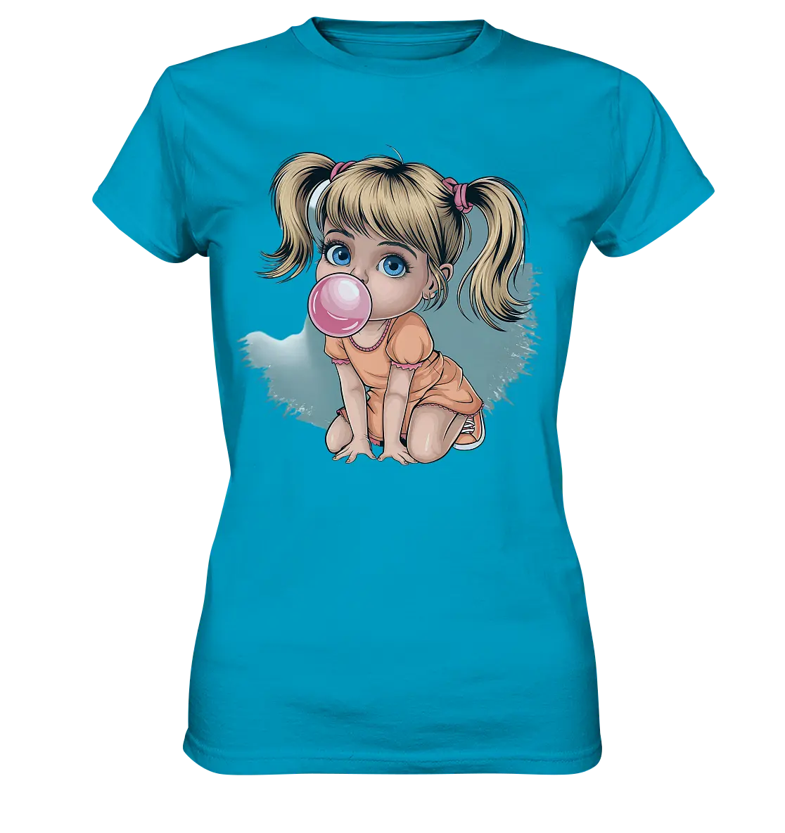 Mädchen mit großer Kaugummiblase - Ladies Premium Shirt Bright Lights Arts