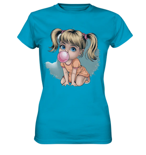 Mädchen mit großer Kaugummiblase - Ladies Premium Shirt Bright Lights Arts