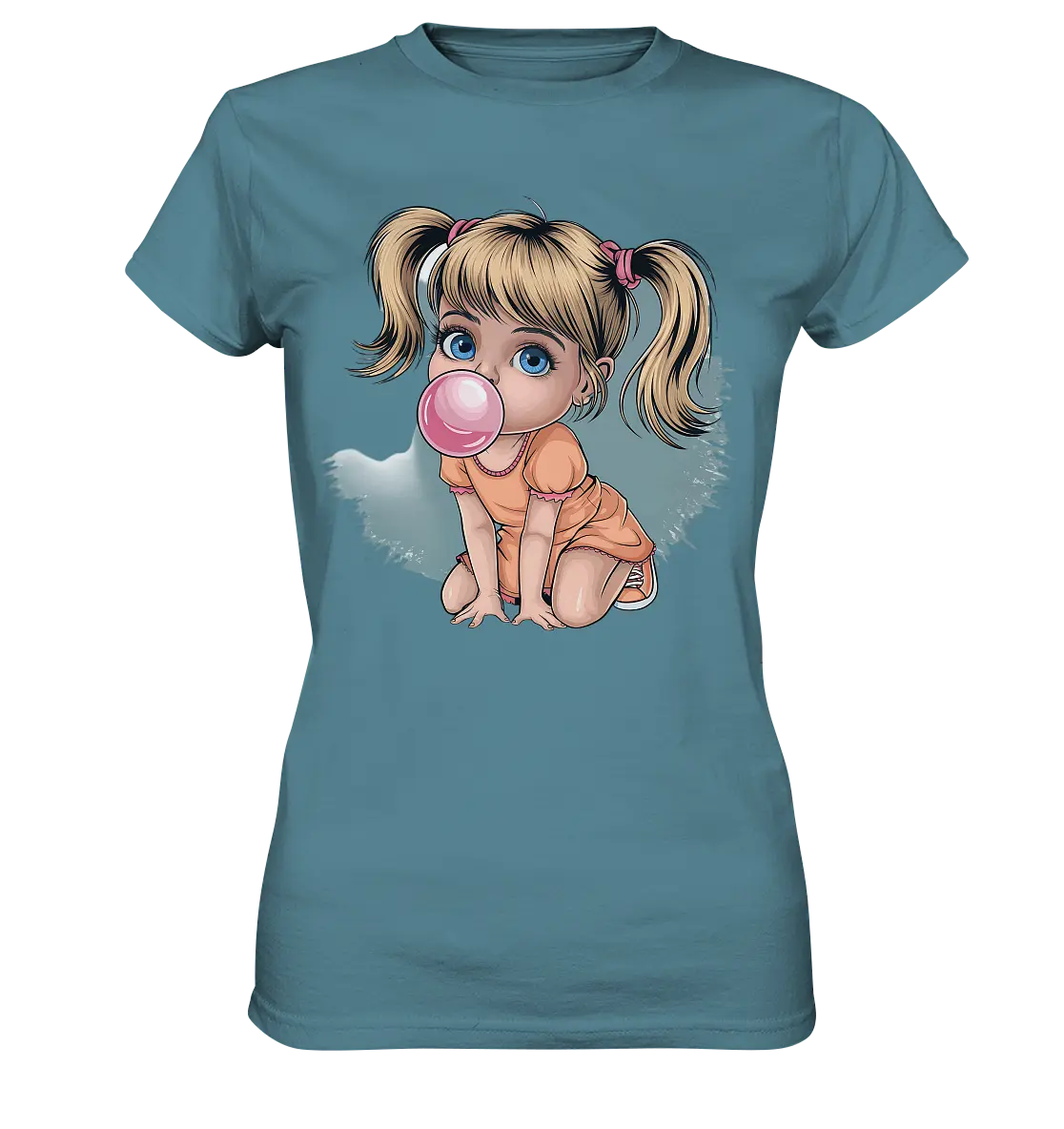 Mädchen mit großer Kaugummiblase - Ladies Premium Shirt Bright Lights Arts