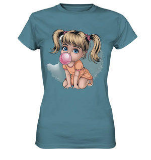 Mädchen mit großer Kaugummiblase - Ladies Premium Shirt Bright Lights Arts