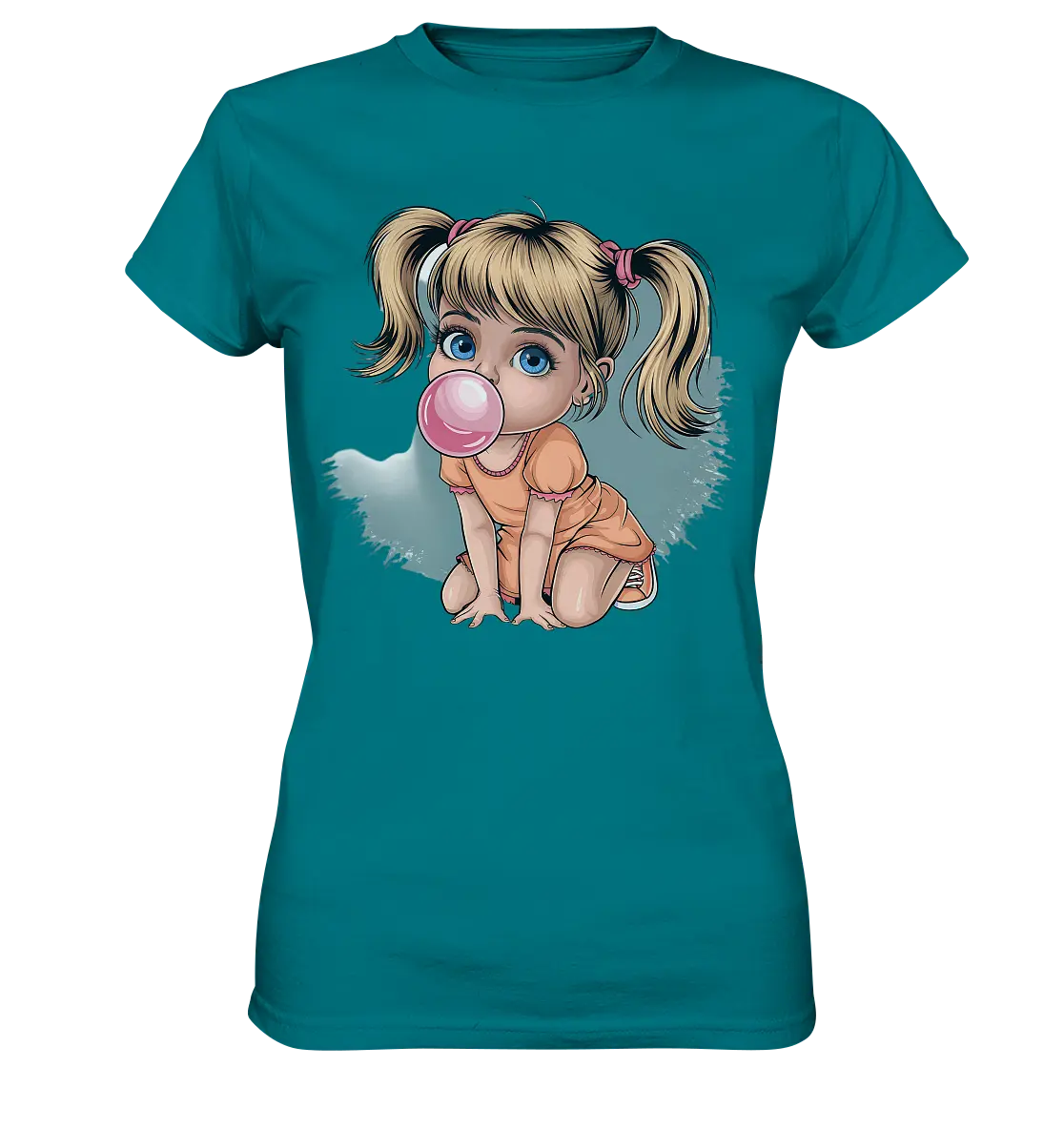 Mädchen mit großer Kaugummiblase - Ladies Premium Shirt Bright Lights Arts