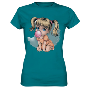 Mädchen mit großer Kaugummiblase - Ladies Premium Shirt Bright Lights Arts