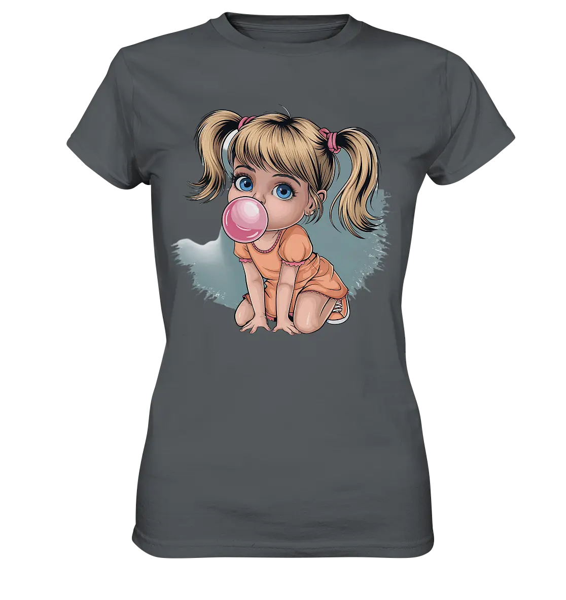 Mädchen mit großer Kaugummiblase - Ladies Premium Shirt Bright Lights Arts