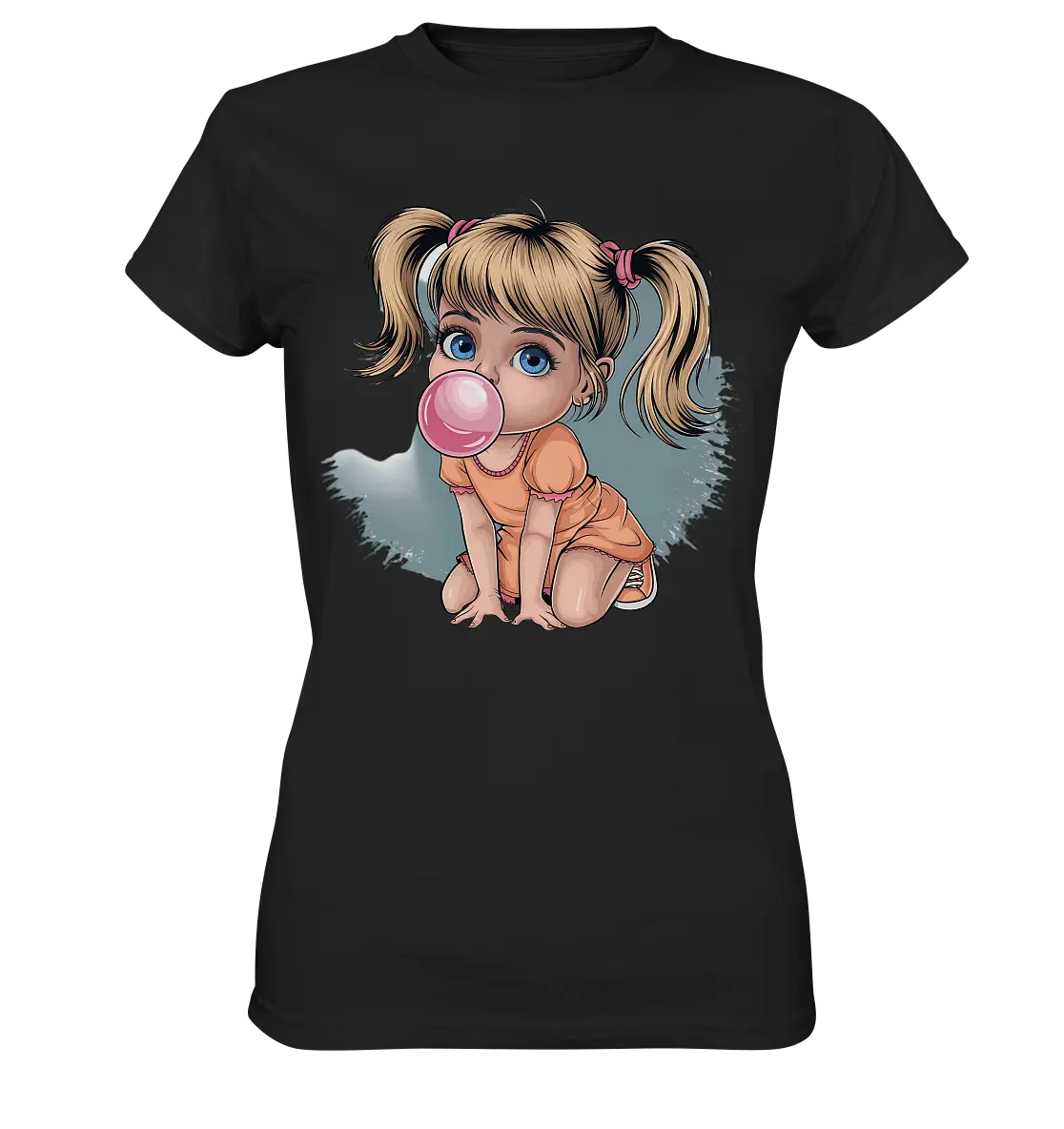 Mädchen mit großer Kaugummiblase - Ladies Premium Shirt Bright Lights Arts