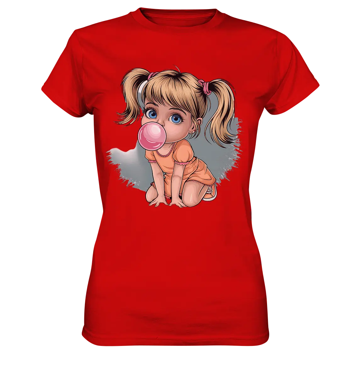 Mädchen mit großer Kaugummiblase - Ladies Premium Shirt Bright Lights Arts