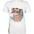 Mädchen mit großer Kaugummiblase - Premium Shirt Bright Lights Arts