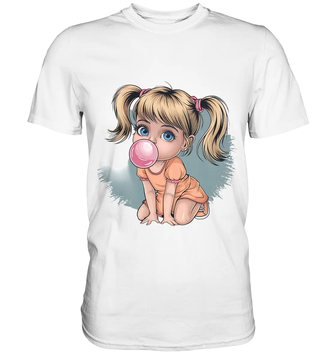 Mädchen mit großer Kaugummiblase - Premium Shirt Bright Lights Arts