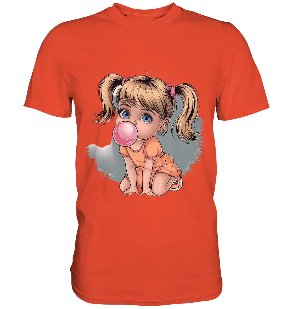 Mädchen mit großer Kaugummiblase - Premium Shirt Bright Lights Arts