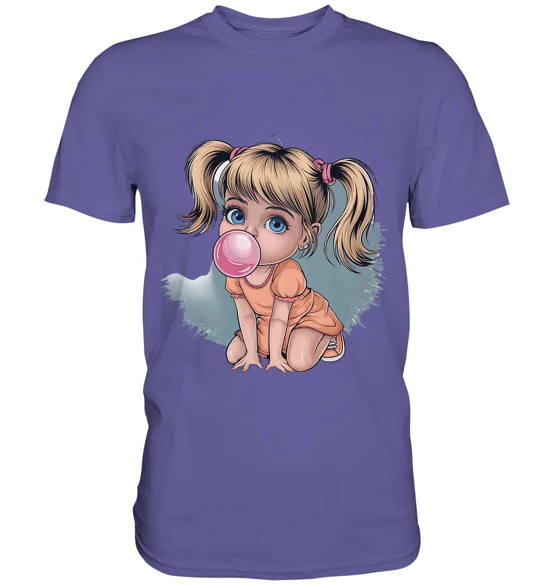 Mädchen mit großer Kaugummiblase - Premium Shirt Bright Lights Arts