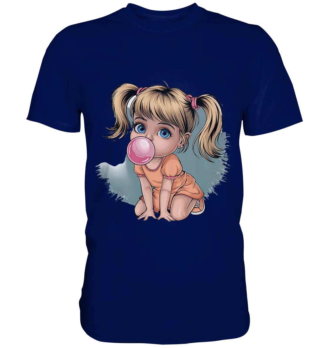 Mädchen mit großer Kaugummiblase - Premium Shirt Bright Lights Arts