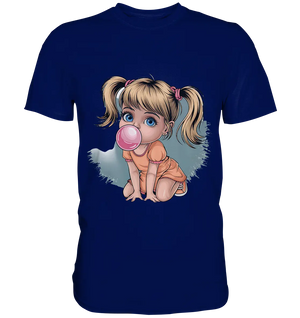 Mädchen mit großer Kaugummiblase - Premium Shirt Bright Lights Arts