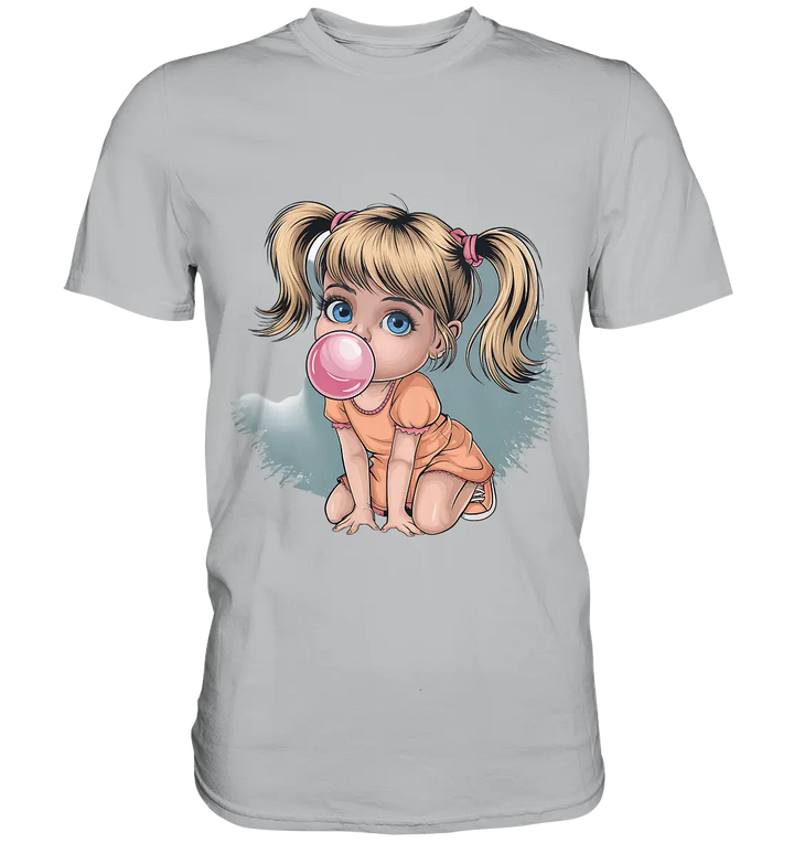 Mädchen mit großer Kaugummiblase - Premium Shirt Bright Lights Arts