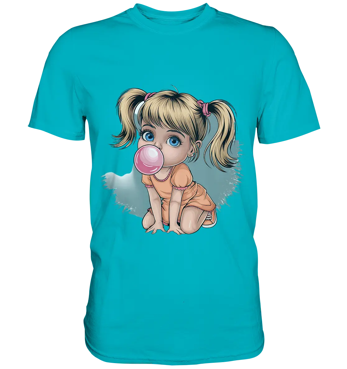 Mädchen mit großer Kaugummiblase - Premium Shirt Bright Lights Arts