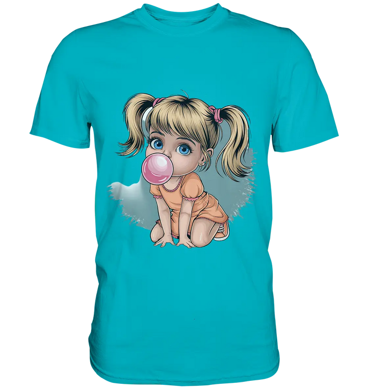 Mädchen mit großer Kaugummiblase - Premium Shirt Bright Lights Arts