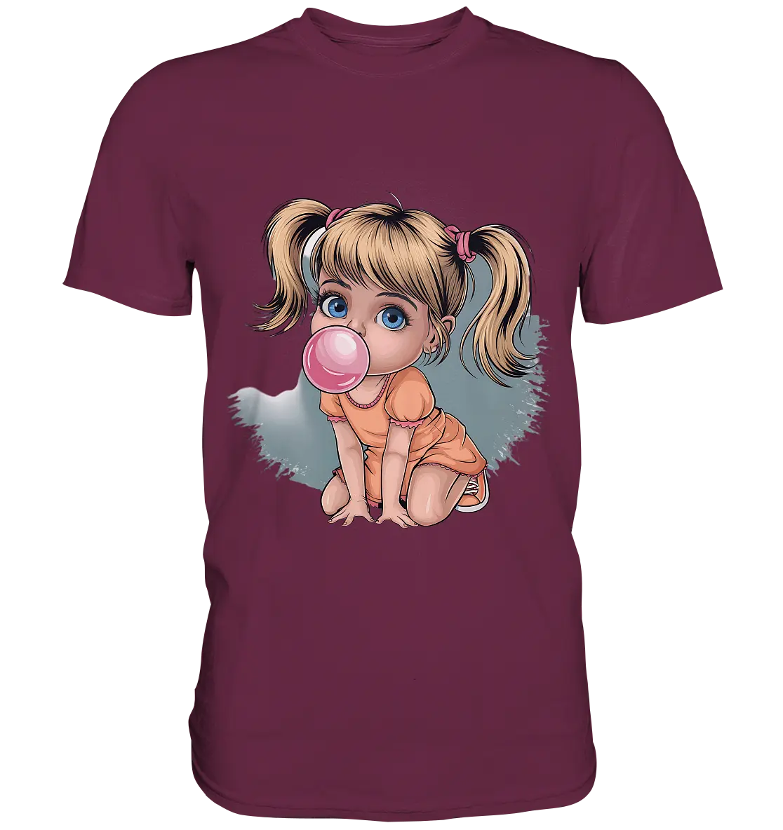 Mädchen mit großer Kaugummiblase - Premium Shirt Bright Lights Arts