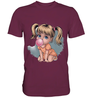 Mädchen mit großer Kaugummiblase - Premium Shirt Bright Lights Arts