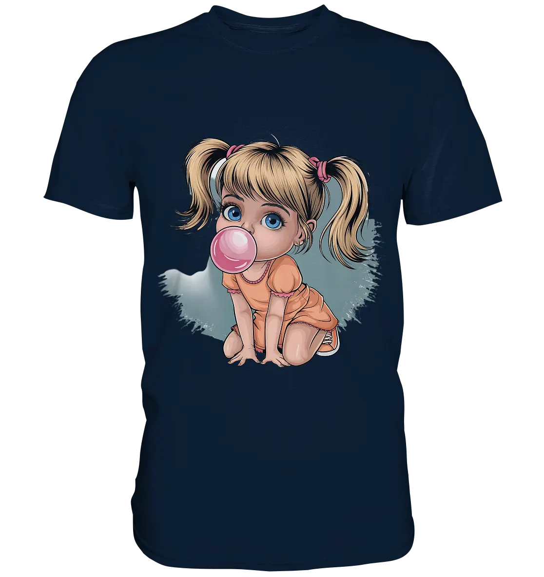 Mädchen mit großer Kaugummiblase - Premium Shirt Bright Lights Arts