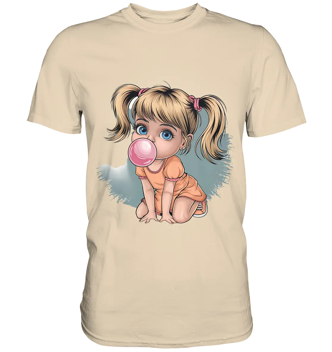 Mädchen mit großer Kaugummiblase - Premium Shirt Bright Lights Arts