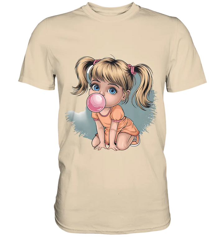 Mädchen mit großer Kaugummiblase - Premium Shirt Bright Lights Arts